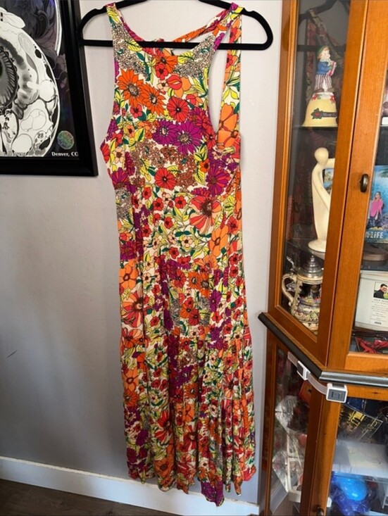 NATURAL LIFE Dresses & Skirts - Natural Life Gorgeous Vibrant Floral Sleeveless Maxi Dress in Orange Pink Medium
